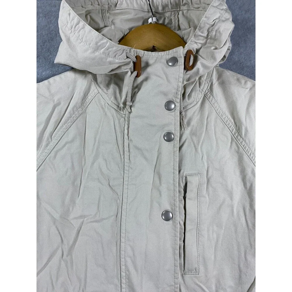 Gap Field Jacket Women's XS Beige Cotton Full Zip Cinched Waist‎ Utility Hooded